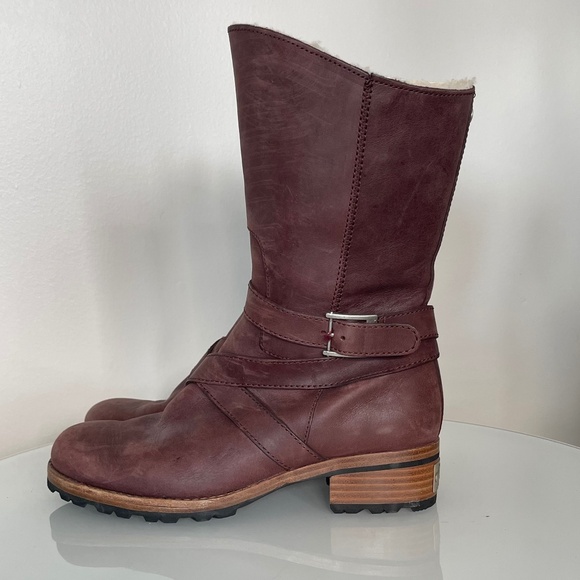 UGG Leather Mid-Calf Moto Boots – Brown – Women’s Size 7 - Picture 2 of 7